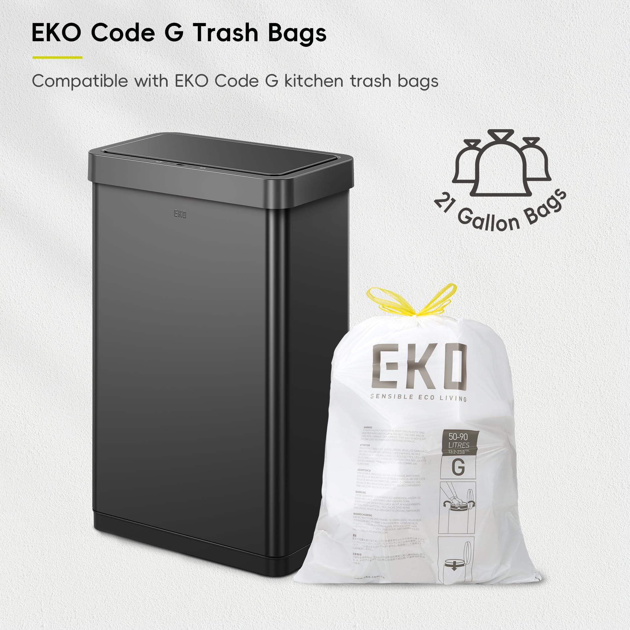 Mirage X 80 Liter / 21.1 Gallons Motion Sensor Trash Can, Automatic Large Kitchen Trash Can Touchless, Stainless Steel, Matte Black