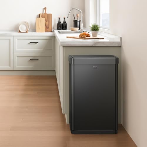 Mirage X 80 Liter / 21.1 Gallons Motion Sensor Trash Can, Automatic Large Kitchen Trash Can Touchless, Stainless Steel, Matte Black