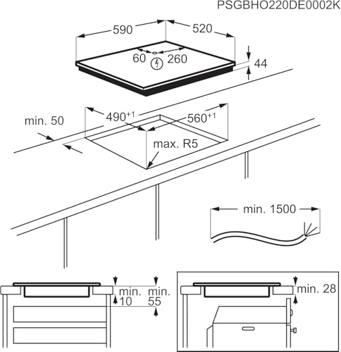 3000 Series Induction Hob, IKX64301CB, 4 Cooking Zones, 60cm, Hob2Hood Function, Built-In Hob, Felixible Bridge Zones, Key-lock, Booster, Automatic Heating-Up, LED Indicators, 44x560x490mm, Black