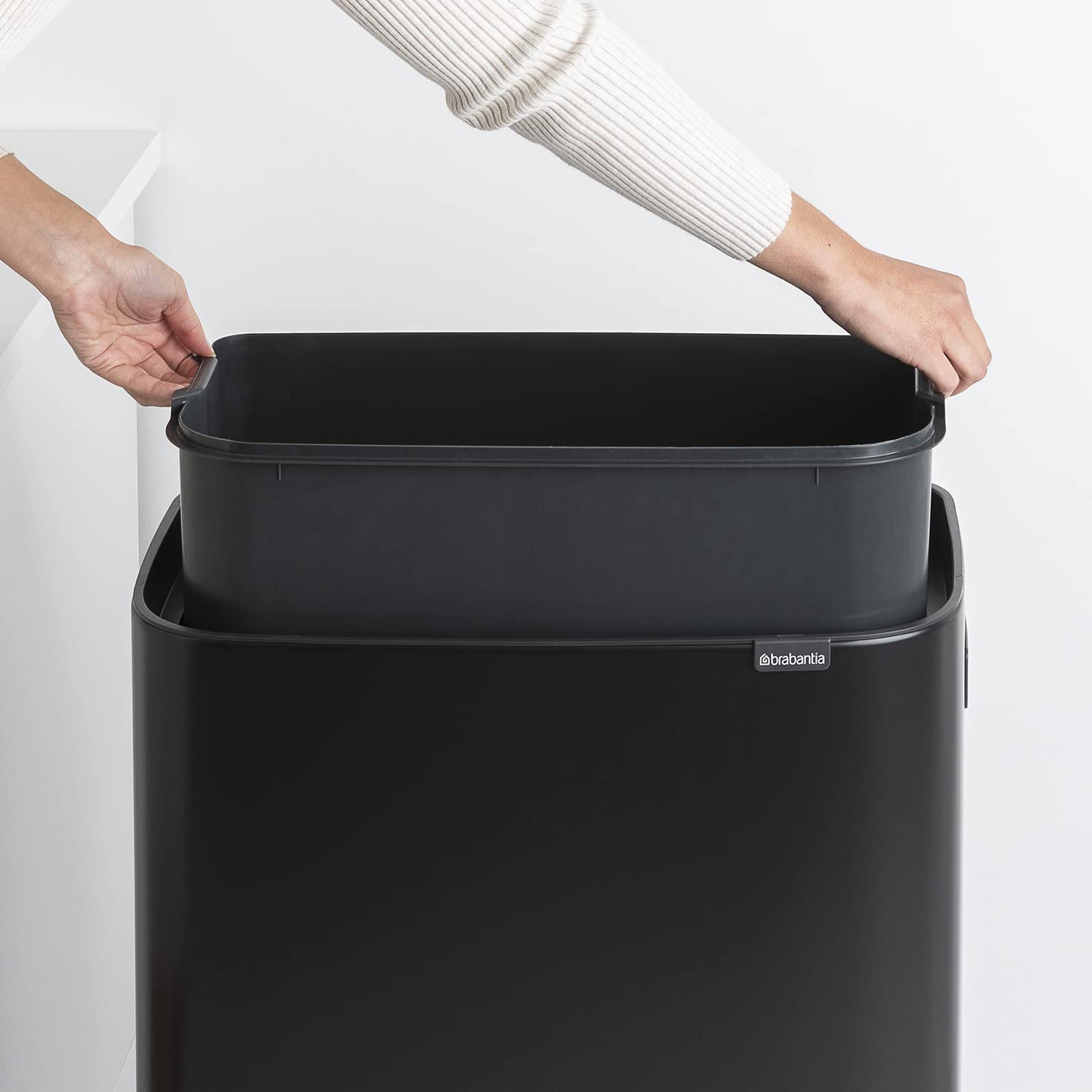 Bo Touch Bin Hi - 60L Inner Bucket (Matt Black) Large Waste Kitchen Bin - Soft-touch