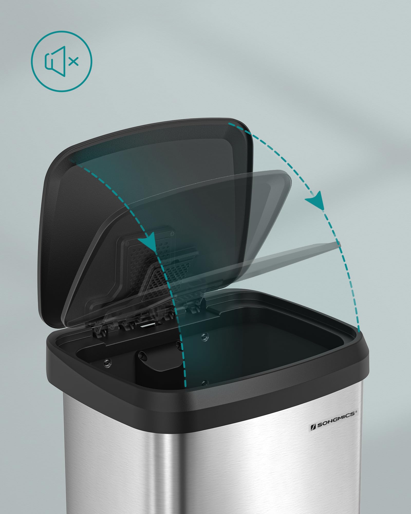 Kitchen Bin, 18 Gallon (68 L) Rubbish Bin, Metal Waste Pedal Bin with Lid, Tall and Large, Silver and Black LTB520E68